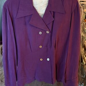 Silk Elegant Women's Purple Blazer and Skirt